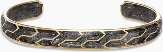 Forged Carbon Cuff Bracelet with 18K Yellow Gold Men's Size Large