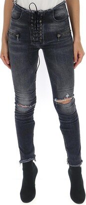 Lace-Up Fastening Skinny Jeans