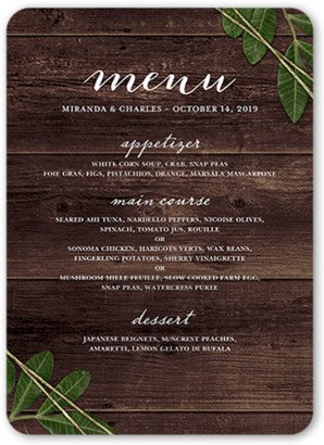 Wedding Menu Cards: Ingrained Love Wedding Menu, Brown, 5X7 Flat Menu, Matte, Signature Smooth Cardstock, Rounded