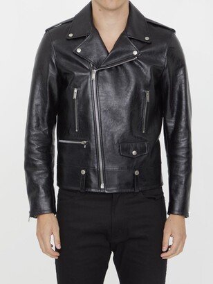 Leather biker jacket-AE