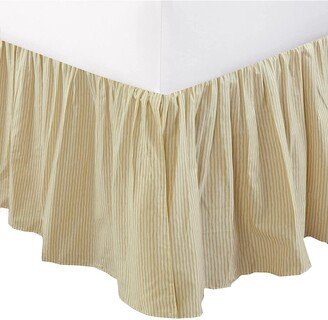 Cozy Line Home Fashions Cozy Line Golden Farmhouse Ticking Cotton Bed Skirt Cream Striped Ruffled Dust Ruffle, Tailored 16 Drop