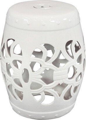 Sunnydaze Decor Sunnydaze Knotted Quatrefoil Decorative Ceramic Garden Stool - 18 - White