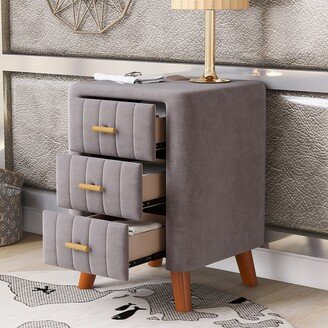 hommetree Bedroom Upholstery Nightstand with Three Drawers