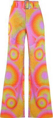 Elsie & Fred Albufeira Bootcut Jeans With Y2K Belt In Orange Swirl