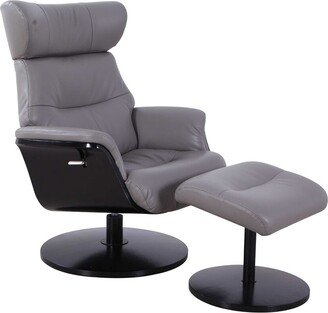 Contemporary Home Living 44 Gray and Black Sennet Recliner Chair with Ottoman