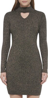 Women's Sheath Sweater Mock Neck Dress