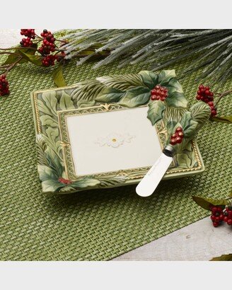 Holiday Home Green Snack Plate & Spreader