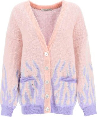 Flame Jacquard Knitted Cardigan