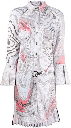 Suminagashi tie-dye print shirt dress