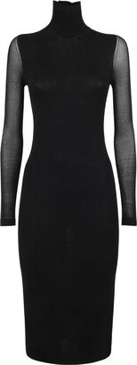 High Neck Long-Sleeved Dress-AA