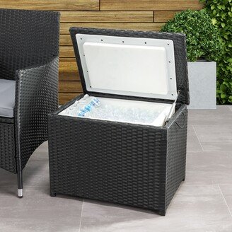 Parksville Black Rattan Insulated Cooler Table