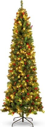 Best Choice Products Pre-Lit Pencil Christmas Tree Pre-Decorated Holiday Accent w/ 1,818 Tips, 700 Lights, Base