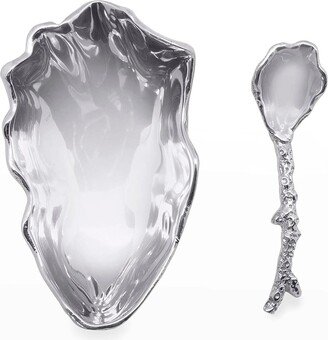 Oyster Dish and Coral Spoon Set