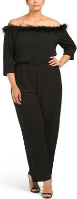 TJMAXX Plus Feather Trim Jumpsuit For Women