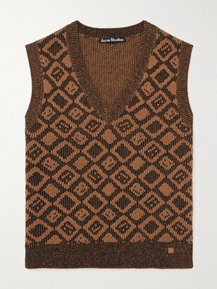 Konny Logo-Jacquard Wool and Cotton-Blend Sweater Vest