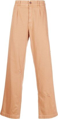 Ripped-Detail Straight-Leg Trousers