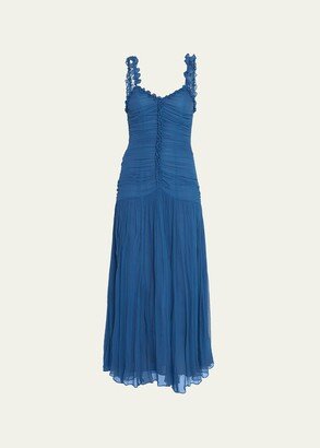 Rosaria Dropped-Waist Sleeveless Silk Chiffon Dress