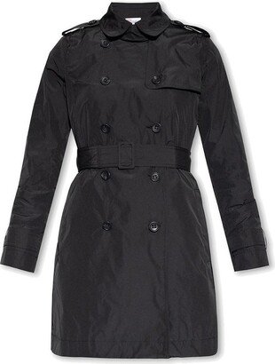 Pleated-Detail Belted Trench Coat