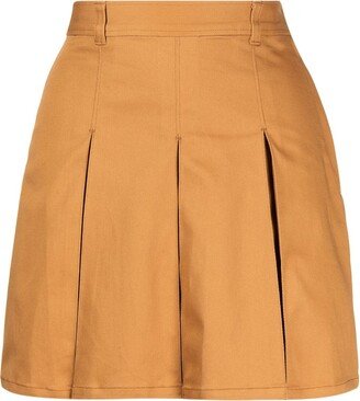 CHOCOOLATE Pleated Stretch-Cotton Mini Skirt