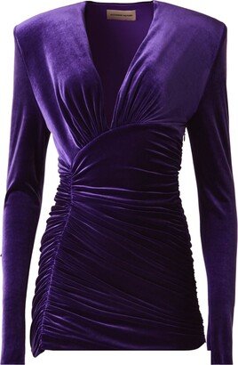 Ruched Velvet Minidress-AA