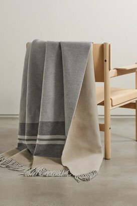 Fringed Striped Cashmere Blanket - Gray