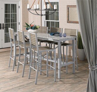 Garden Travira 7-piece 72-in x 30-in Lite-Core Ash Bar Table & Tekwood Vintage Slat Bar Chair Set