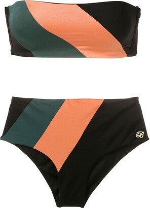 Diagonal Stripe Print Bikini