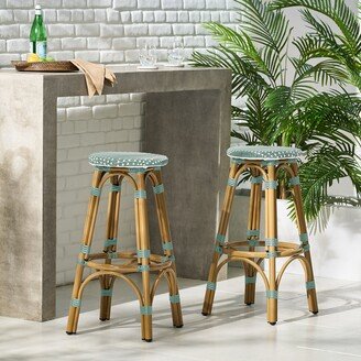 Starla Outdoor Aluminum and Wicker 29.5 Inch Barstools