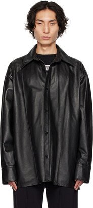 Black Pinched Seams Leather Jacket