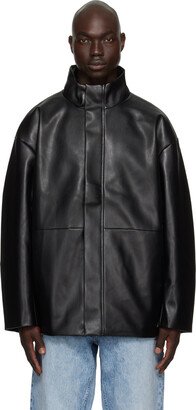 Black Cocoon Faux-Leather Jacket