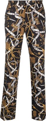 Graphic-Print Straight-Leg Trousers-AF