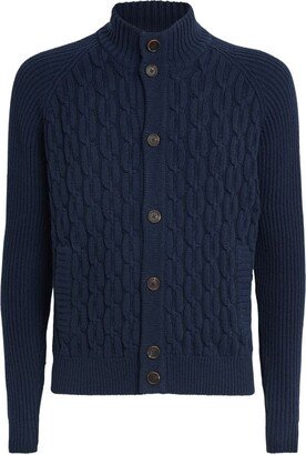 Fioroni Cashmere Wool-Cashmere Cable-Knit Cardigan