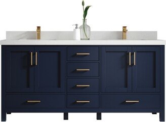 Malibu 72 In. W X 22 D Double Sink Bathroom Vanity in Navy Blue With Quartz Or Marble Countertop | Modern Vanity Premium Q