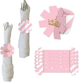 Big Dot Of Happiness Little Princess Crown Baby Shower or Birthday Party Paper Napkin Rings 24 Ct