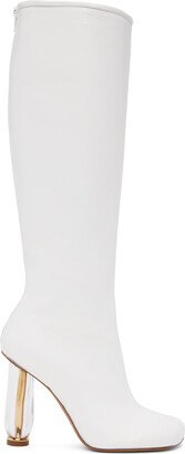 White Cylindrical Heel Boots