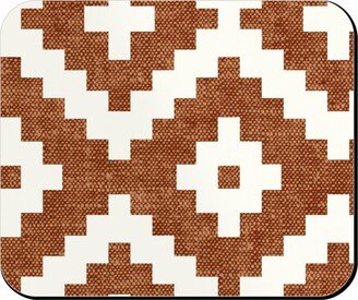 Mouse Pads: Geometric Woven Aztec - Ginger Mouse Pad, Rectangle Ornament, Brown