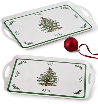 Set/2 Christmas Tree Melamine Trays, Created For Macy's - Green/multi