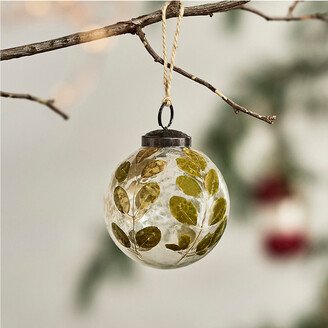 Leafy Etched Glass Globe Ornament