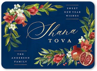 Rosh Hashanah Cards: Fruitful Corners Rosh Hashanah Card, Blue, 5X7, Matte, Signature Smooth Cardstock, Rounded