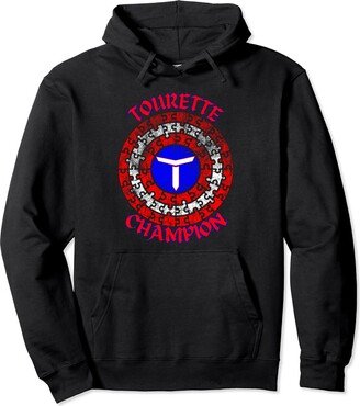 Tourette Awareness Advocate Vintage Captain Tourette Syndrome Champion Hero Puzzle Pullover Hoodie