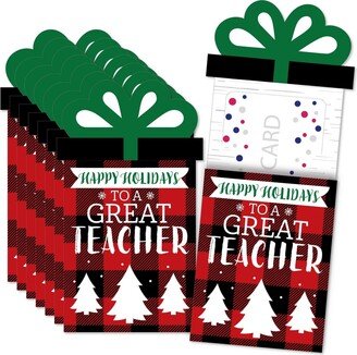 Big Dot Of Happiness Plaid Teacher Appreciation - Christmas Money Gift Nifty Gifty Card Holders 8 Ct