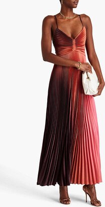 Ariya pleated dégradé satin maxi dress