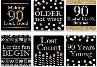 Big Dot of Happiness Adult 90th Birthday - Gold - Funny Birthday Party Decorations - Drink Coasters - Set of 6