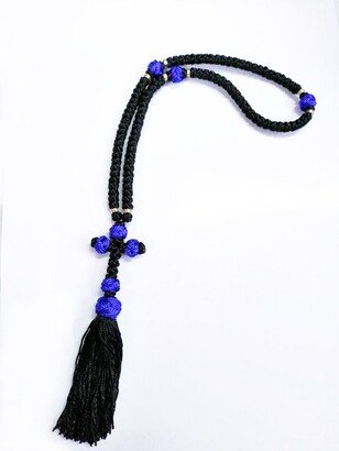 Prayer Rope 100 Knots in Black & Blue Color For Hand Prayers - Rosary Hands Prayer Komboskini Oblation