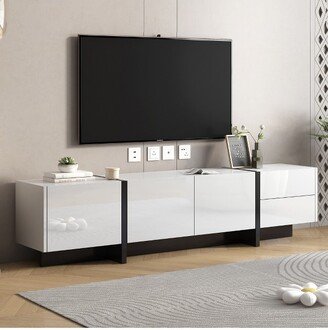 Modern TV Stand for TVs up to 80'' with High Gloss UV Surface, White