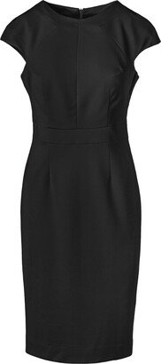 Fitted Black Dress With Cap Sleeves By Conquista Fashion