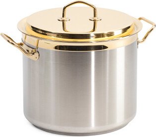 TJMAXX Stainless Steel 6Qt Gold Plated Teknika Stock Pot