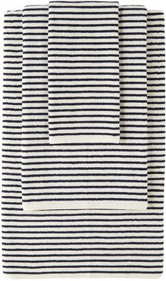 Off-White & Navy Organic Three-Piece Towel Set