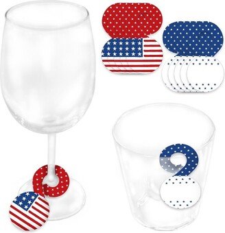 Big Dot of Happiness Stars & Stripes - Patriotic Party Paper Beverage Markers for Glasses - Drink Tags - Set of 24