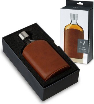 Parker Leather-Wrapped Flask - Glass Flask Leather Pouch - Whiskey Flask for Men with Stainless Steel Screw Top - 7oz Set of 1